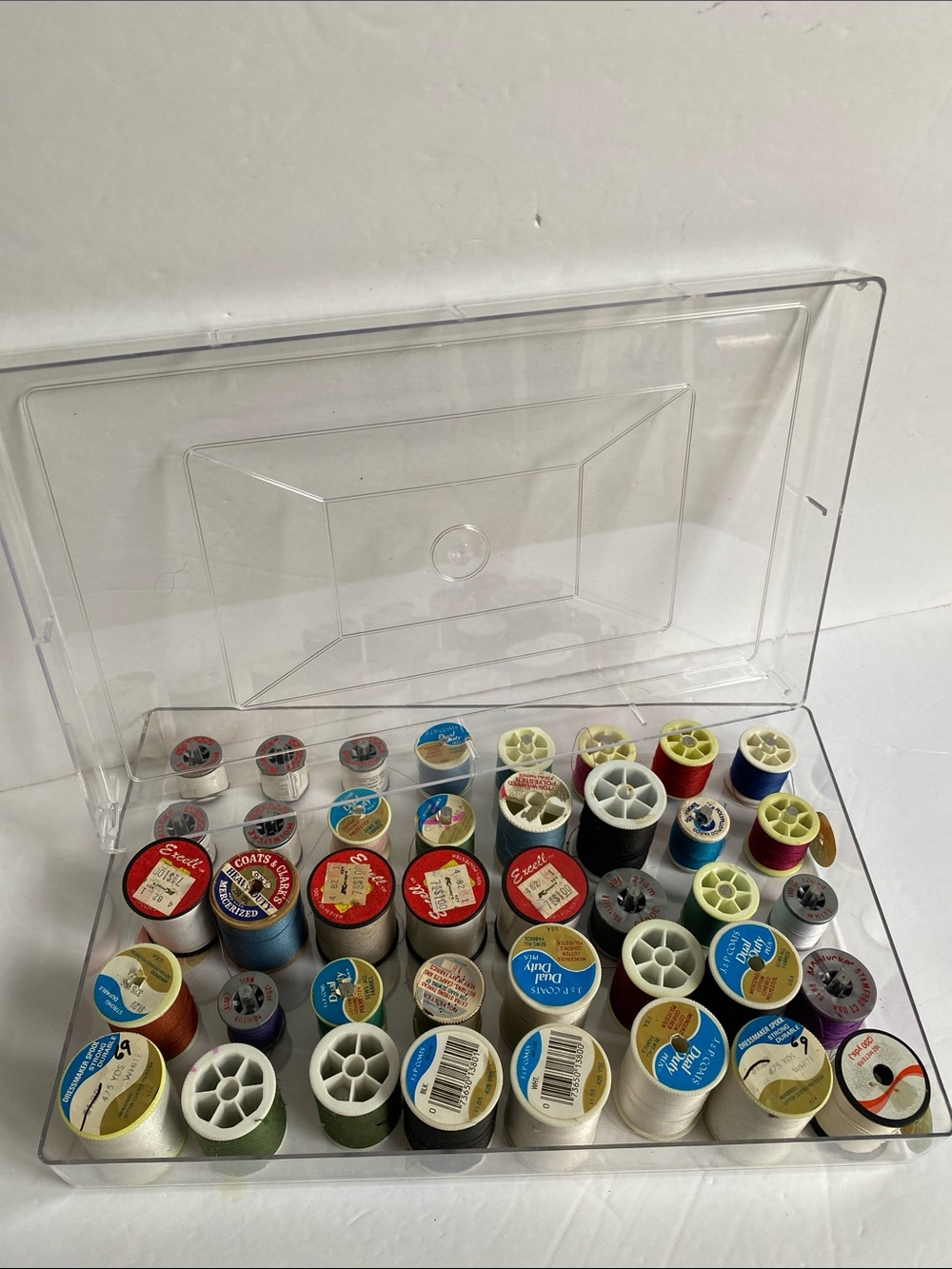 Mixed Sewing Thread Spool lot of 40 various with case